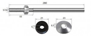 Haste Telha + Porca + Arruelas 5/16 x 280 R55 Alumnio- 10 peas